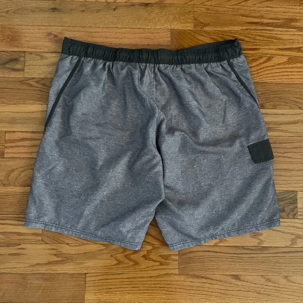 OP Ocean Pacific Mens 2XL Swim Trunks Board Shorts Gray Black Drawstring